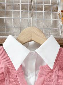 Tween Girls' Raglan Sleeve Cable Knit Sweater - Pink - View 4