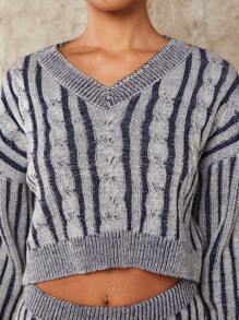 Hauture 條紋短毛衣＆裙子套裝 - 藍色 - 查看 5