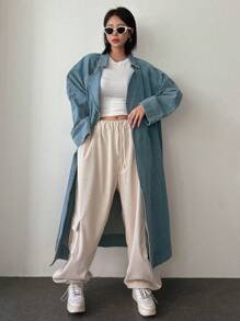 DAZY Women's Turn-Down Collar Denim Jacket With Raglan Shoulder Detail - Blue - View 1