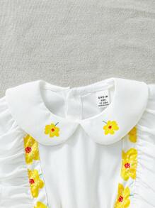 Baby Girl Elegant & Cute Double Layer Hat With Floral & Ruffled Design, Casual & Versatile - Yellow - View 6