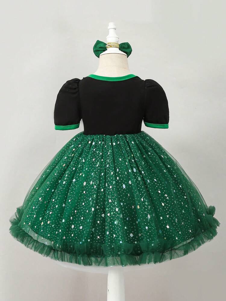 Baby Girl Floral Print Multi-Layer Tulle Cute, Elegant, Fashionable Dress, Perfect For Birthday Party, Evening Party, Performance, Wedding, Christening, First Birthday