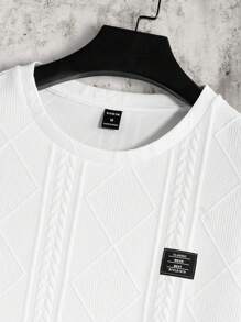 GENTILAND Nam Dệt kim Vòng cổ Ngắn tay Áo thun - trắng - Xem 3
