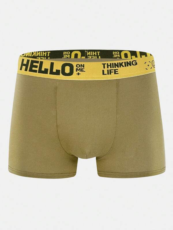 Men'S Hello Boyshorts Underwear (4pcs/Pack) SHEIN