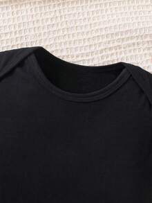 Baby Boy Spider & Letter Pattern Short Sleeve Romper, Home & Leisure Style - Black - View 3