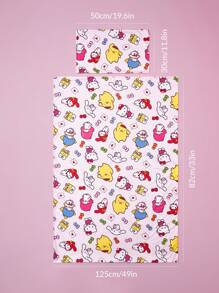 HELLO KITTY AND FRIENDS | SHEIN Cute Pink Baby Bedding Pillowcase And Duvet Cover 2pcs/Set