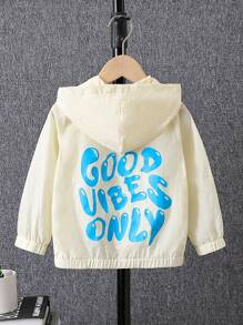 SHEIN Boys' Windproof Jacket With Hat, Long Sleeve, Suitable For Autumn And Spring - Apricot - View 1