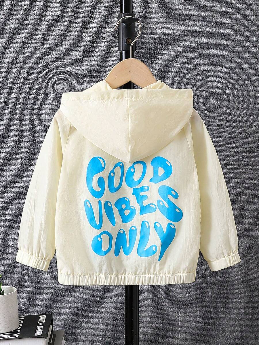 SHEIN Boys' Windproof Jacket With Hat, Long Sleeve, Suitable For Autumn And Spring - Apricot - View 1