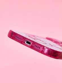 HELLO KITTY AND FRIENDS | SHEIN Pink Cat Print Phone Case, Compatible With IPhone - Rusty Rose - View 5