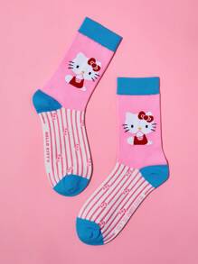 HELLO KITTY AND FRIENDS | SHEIN 2 Pairs Breathable And Sweat-Absorbing Mid-Calf Socks