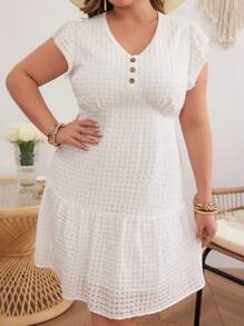 SHEIN VCAY Robe À Volants À Manches Papillon Et Ourlet Pour Femmes Grandes Tailles