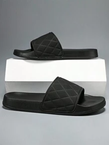 Men'S Backstrap Solid Color Simple Style Soft & Comfortable Bathroom Slippers - Black - View 5