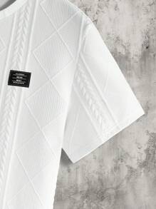 GENTILAND Nam Dệt kim Vòng cổ Ngắn tay Áo thun - trắng - Xem 4