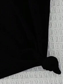 嬰兒女夏季休閒口號印花短袖T恤 - 黑色 - 查看 3