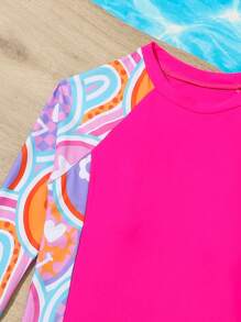 Tween Girls' Expression Print Spliced Bikini Set - Multicolor - View 5