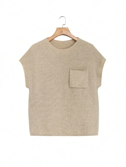 SHEIN LUNE Plus Size Knit Top With Front Pockets
