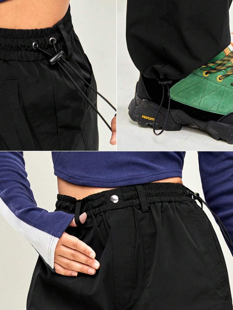 In My Nature 女款戶外字母印花長褲 - 黑色 - 查看 6