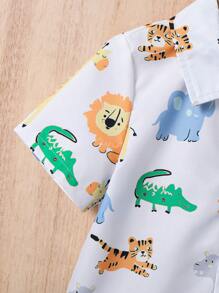 SHEIN 夏季年轻男童休闲舒适两件套学院风休闲装 - 彩色 - 查看 4