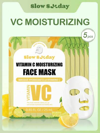 SlowSunday återfuktande ansiktsmasker, VC Omedelbar uppljusande, uppstramande anti-aging ansiktsmasker, återfuktande spa-ansiktsmasker hudvård med vitamin B6, niacinamid, vitamin E 5 st, K Beauty, För alla hjärtans dag, Alla hjärtans dag-present, Alla hjärtans dag-present, För Ramadan, Ramadans festivalsammankomster och presenter, Perfekt för fest