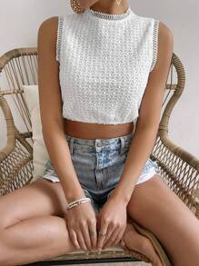 Chiquease Của phụ nữ Quần skinny Ren Áo không tay - trắng - Xem 1