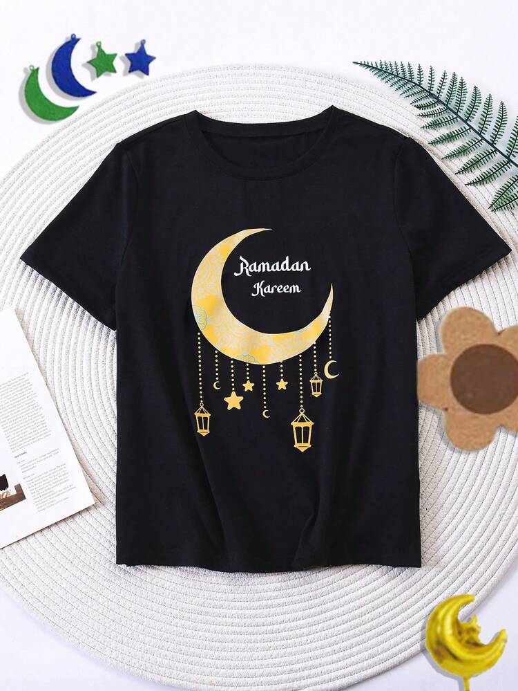 Men'S Moon Print Short Sleeve T-Shirt