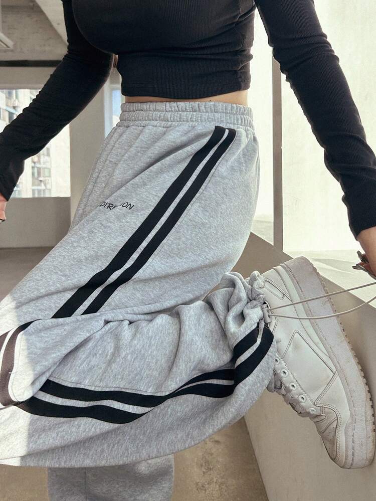 Women's Contrast Color Edge Sweatpants,Women Joggers