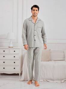 男士格紋睡衣套裝
