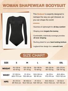 Women's Long Sleeve Tummy Control & Butt Lifting Shapewear Bodysuit Suitable For Wearing As Base Layers - Black - View 4