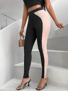 Zolique Women'S Contrast Color Leggings Fall Cloth For Women - Black - View 5