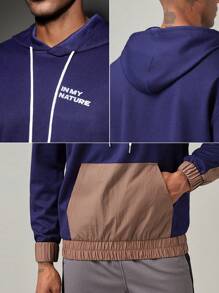 SHEIN In My Nature Men's Letter Printed Hooded Outdoor Sweatshirt - Multicolor - View 6