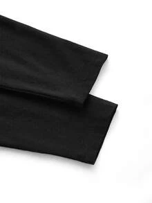 SHEIN Essnce 情人節必備黑色鑽石心形加大尺碼緊身T恤 - 黑色 - 查看 4