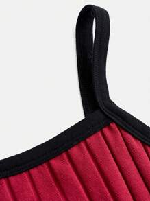 SHEIN 少女蜘蛛繡花對比修飾吊帶上衣 - 黑色 - 查看 3