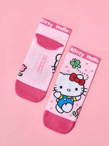 HELLO KITTY AND FRIENDS | SHEIN 4 双女士卡通图案踝袜，透气吸汗 - 彩色 - 查看 8