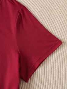 Calvaya 情人節豹紋心形加大尺碼女性寬鬆t恤 - 紅色 - 查看 4