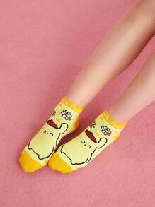 HELLO KITTY AND FRIENDS | SHEIN 4 双女士卡通图案踝袜，透气吸汗 - 彩色 - 查看 6