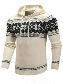 Sudadera Con Capucha Para Hombre Con Diseño De Bloques De Color Con Estampado Geométrico - Multicolor - Ver 1