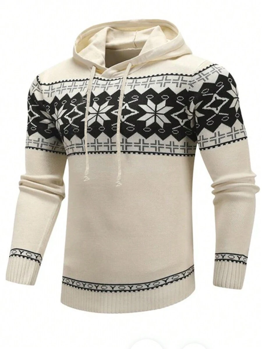 Sudadera Con Capucha Para Hombre Con Diseño De Bloques De Color Con Estampado Geométrico - Multicolor - Ver 1