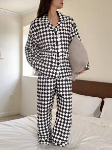 DAZY Thickened Quilted Home Clothing Set Fall,Winter Pajama - Brown - View 4