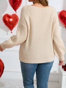 SHEIN LUNE Plus Size Solid Color Long Sleeve Sweater Pullover Knit Pullover Fall Winter Outfit