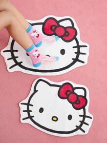HELLO KITTY AND FRIENDS | SHEIN Cute Hello Kitty Patterned Rug - Red and White - View 1