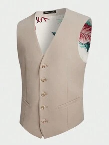 GENTILAND 男士編織休閒三件套西裝 - 杏色 - 查看 8