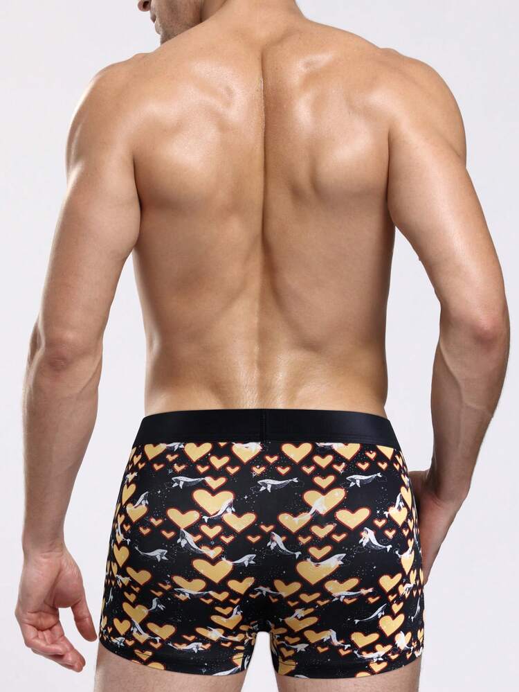 Men'S Heart Pattern Printed Boxer Shorts