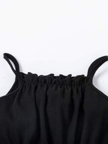 SHEIN Mono Con Estampado De Leopardo Y Cinturilla Elástica Con Tirantes Ajustables Para Niñas Jóvenes
