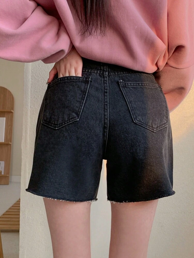Women'S Solid Color Denim Shorts Jorts