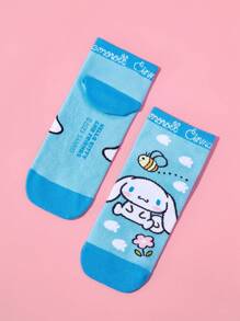 HELLO KITTY AND FRIENDS | SHEIN 4 双女士卡通图案踝袜，透气吸汗 - 彩色 - 查看 9