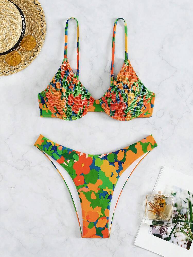 Floral Print Bikini Set Summer