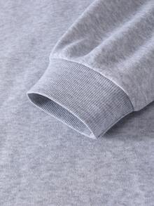 SHEIN EZwear 大尺寸眼球和標語圖案的毛衣 - 灰色 - 查看 4