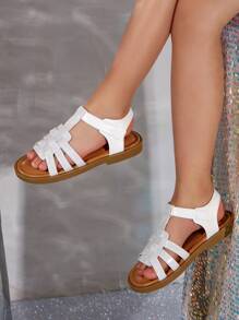 女童涼鞋、幼兒/小孩平底鞋、露趾鞋 - 白色 - 查看 5