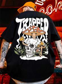 Manfinity EMRG Men's Drop Shoulder Short Sleeve T-Shirt With Printed Pattern - Black - View 1