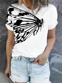 SHEIN LUNE Women's Animal Print Short Sleeve T-Shirt - Multicolor - View 1