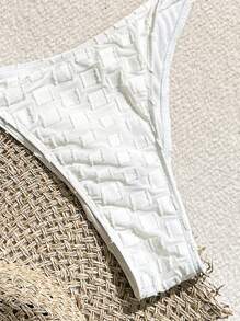 SHEIN Swim Summer Jacquard Pattern Halter Bikini Set